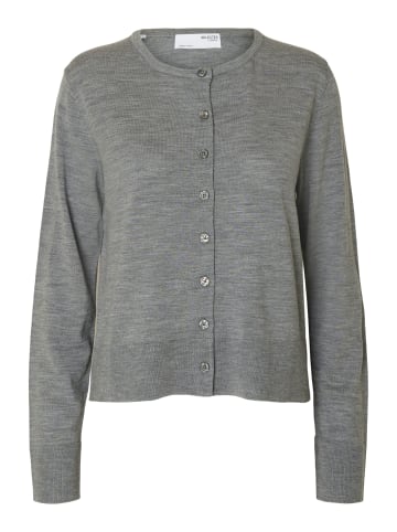 SELECTED FEMME Langarm Strickjacke in Medium Grey Melange