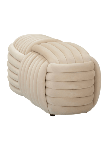 Mauro Ferretti Bank aus cremefarbenem Samtgewebe, 90 x 45 x 45 cm