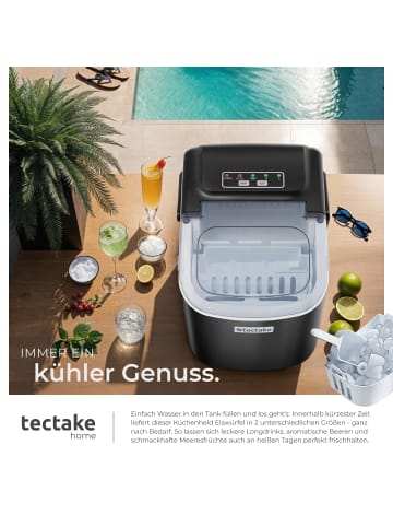 tectake Eiswürfelmaschine Arctic inklusive Eiskorb und Eisschaufel, schwarz
