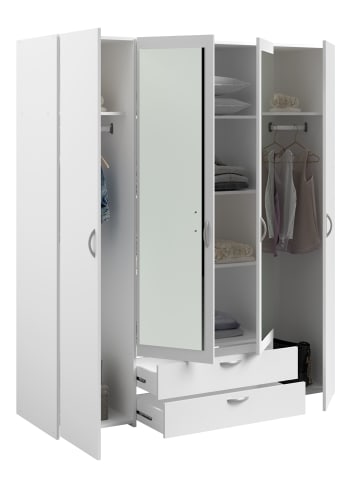 58 aufm Kessel KLEIDERSCHRANK 4-trg. mit Spiegel Parisot Daily 3 Holzdekor Weiß