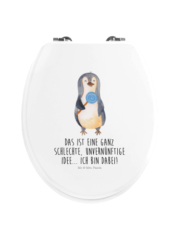Mr. & Mrs. Panda WC Deckel Pinguin Lolli mit Spruch in Weiß