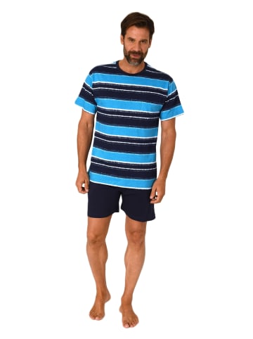 NORMANN kurzarm Schlafanzug Shorty Pyjama Streifen - 84303 in marine