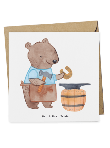 Mr. & Mrs. Panda Klappkarte Schmied Herz ohne Spruch in Weiß