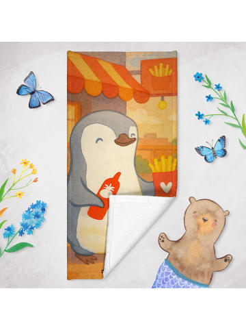 Mr. & Mrs. Panda Handtuch Pinguin Pommes Design ohne Spruch in Weiß