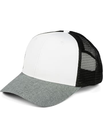 styleBREAKER Snapback Cap in Grau meliert / Weiß / Schwarz