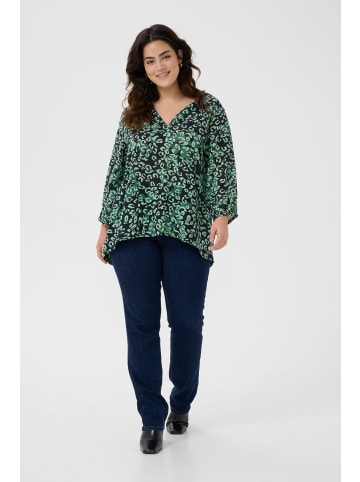 KAFFE curve Kurzarm-Bluse KCjanni in Green Leopard