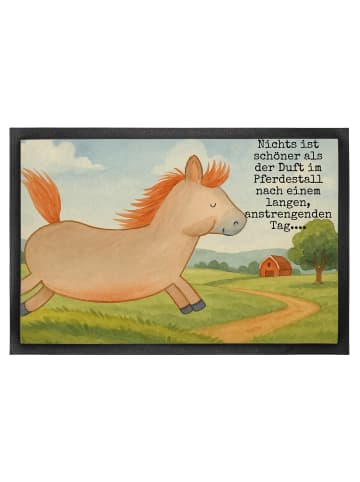 Mr. & Mrs. Panda Fußabtreter Pferd Springen Design mit Spruch in Weiß