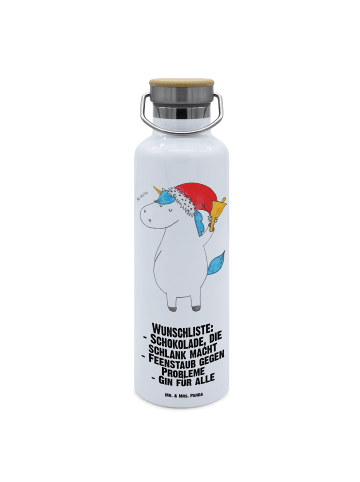 Mr. & Mrs. Panda Thermoflasche Einhorn Weihnachtsmann mit Spruch in Weiß