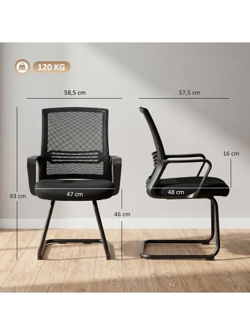 HOMCOM Bürostuhl-58,5 x 57,5 x 93 cm-Schwarz