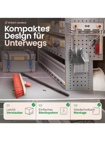 Novaliv Straßenbesen Set 40 cm I Besen Kehrblech und Handfeger Teleskopstiel I in Rot