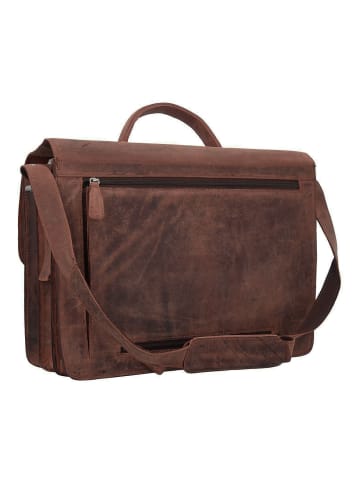 Plevier Retro Newton Aktentasche Leder 41 cm Laptopfach dunkelbraun