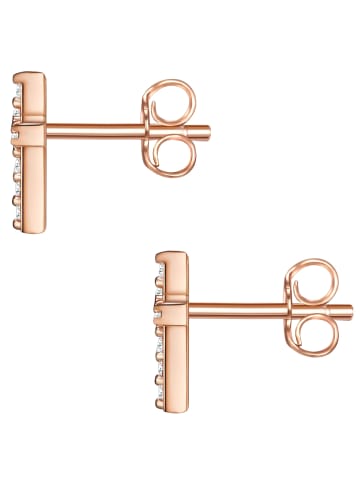 Glanzstücke München Ohrstecker Kreuz Sterling Silber Topas in roségold