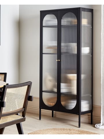 Beliani Vitrine FOXTON in Schwarz/Gold - (W) 80 x (H) 181 x (L) 35 cm