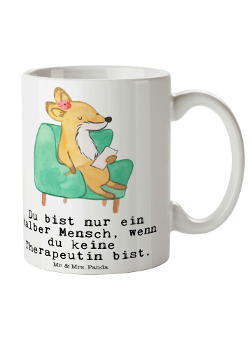 Mr. & Mrs. Panda Keramikbecher Therapeutin Herz mit Spruch in Weiß