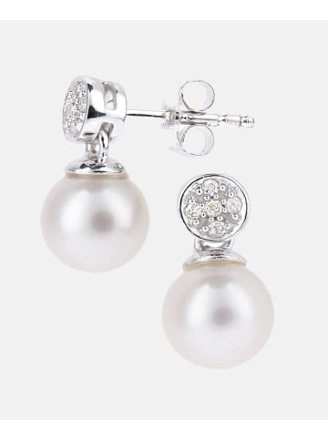 Diamant L'éternel Ohrringe aus 375 Weißgold mit 0.05 Karat Diamant mit Perle