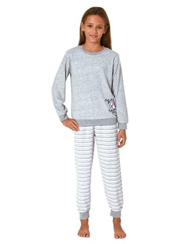 NORMANN Schlafanzug Frottee Pyjama Bündchen und Streifen - 82512 in rosa