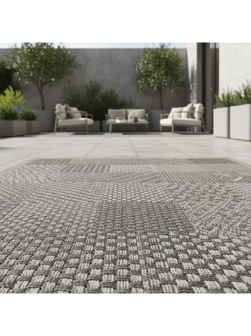 KADIMA DESIGN Teppich Outdoor Waschbar Einfarbig MALOJA Strapazierfähig OEKO-TEX in Grau