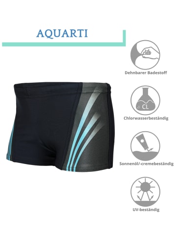 Aquarti Jungen Schwimmhose Kontrastfarbige Einsätze in schwarz/blau