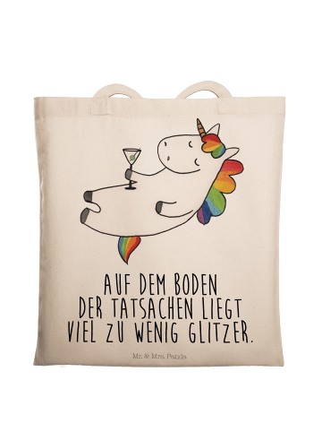 Mr. & Mrs. Panda Shopper Bag Einhorn Blümchentail mit Spruch in Creme