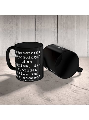 Mr. & Mrs. Panda Tasse Schwestern Psychologen mit Spruch in Schwarz
