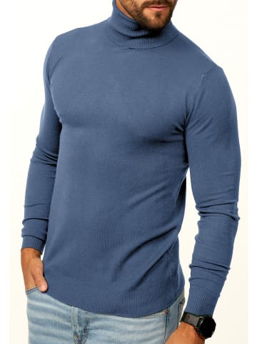 DAILY COTTON Rollkragenpullover - als Feinstrick Pulli in Slim Fit für Herren in Blau