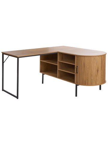 Beliani Schreibtisch SOLARI in Braun/Schwarz - (W) 140 x (H) 72 x (L) 140 cm