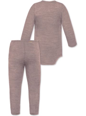 Normani Outdoor Sports Normani Outdoor Sports Baby Merino Langarm Wickelbody und Merino Hose in Rosa