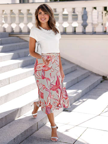 WITT WEIDEN Jerseyrock in hellgrau-koralle-bedruckt