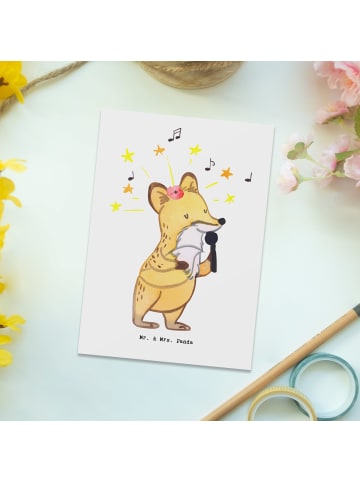 Mr. & Mrs. Panda Postkarte Sängerin Herz ohne Spruch in Weiß