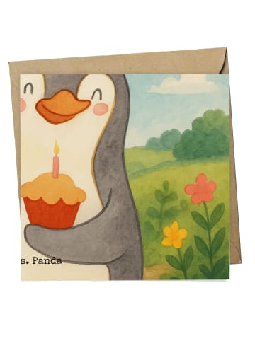 Mr. & Mrs. Panda Grußkarte 1. Geburtstag Pinguin Luftballon Desi... in Weiß