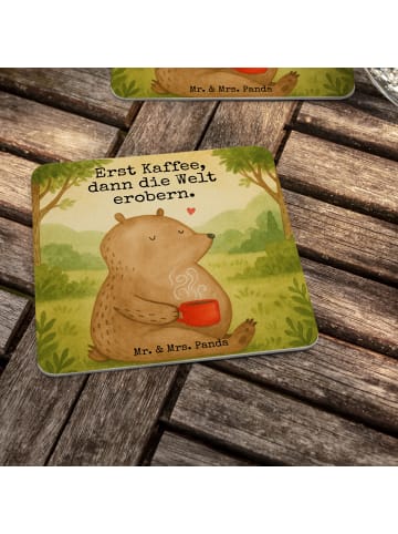 Mr. & Mrs. Panda Tassenuntersetzer Bär Kaffee Design mit Spruch in Weiß