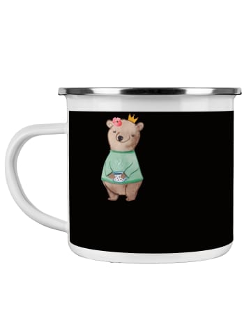 Mr. & Mrs. Panda Camping Emaille Tasse Fabelhafte Brautjungfern ... in Schwarz