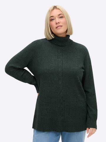 sheego Rollkragenpullover in moos-meliert