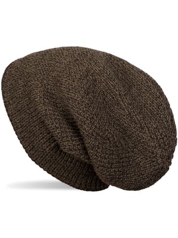 styleBREAKER Feinstrick Beanie Mütze in Braun-Beige