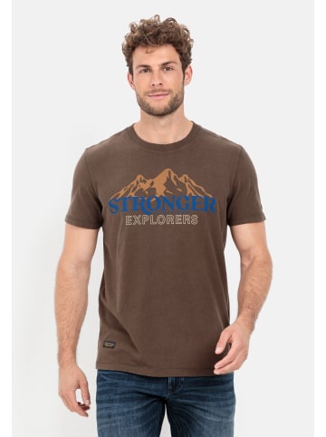 Camel Active Kurzarm T-Shirt mit Naturprint in Dunkelbraun