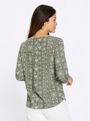Sieh an! 3/4-Arm-Bluse in khaki-ecru-bedruckt