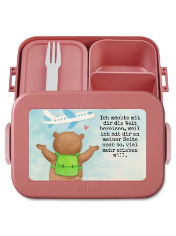 Mr. & Mrs. Panda MEPAL Bentobox Bär Flugzeug Design mit Spruch in Rot Pastell