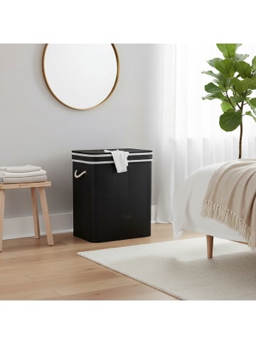 relaxdays Wäschekorb in Schwarz - (B)52 x (H)63 x (T)32 cm