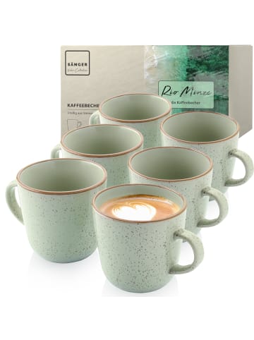 Sänger 6-tlg. Kaffeebecher Set Rio Minze in Grün aus Steingut