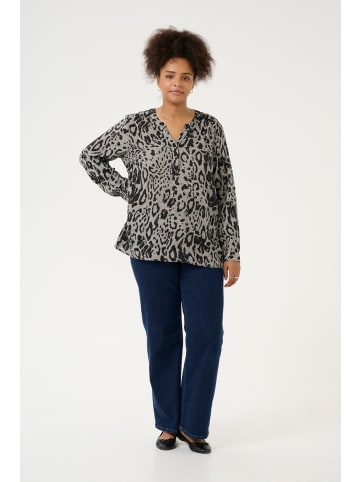 KAFFE curve Langarm-Bluse KCmille Loose fit in Moonstruck / Black Animal
