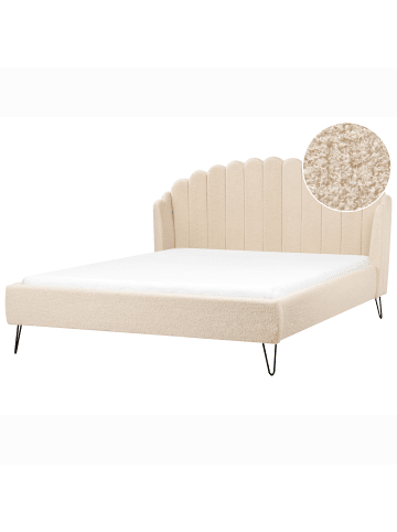 Beliani Doppelbett AMBILLOU in Beige/Schwarz - (W) 197 x (H) 126 x (L) 214 cm