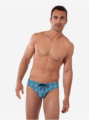 HOM Badehose Swim Mini Briefs Camaiore in blue print