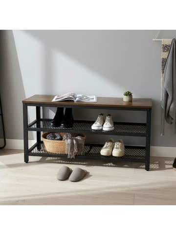 relaxdays Schuhbank in Braun/ Schwarz - (B)100 x (H)45 x (T)30 cm