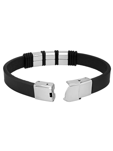 Adeliás Herren Armband aus Leder 21 cm in schwarz