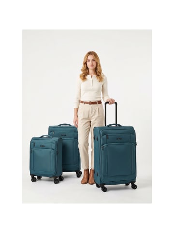 D&N Travel Line 9804 4 Rollen Kofferset 3-teilig mit Dehnfalte in petrol