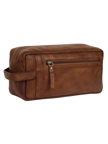 SPIKES & SPARROW Kulturtasche TOILETRY BAG echt Leder in cognac