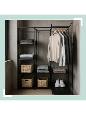 relaxdays Eckschrank in Schwarz - (B)86 x (H)170 x (T)130 cm