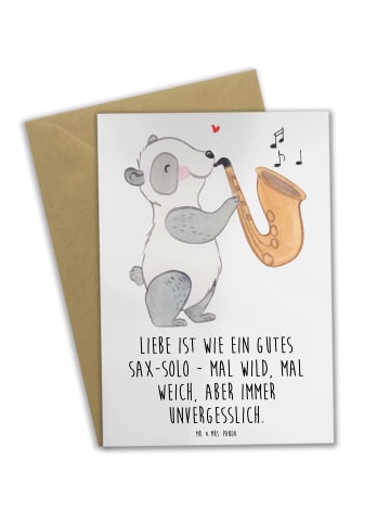 Mr. & Mrs. Panda Grußkarte Saxophon Liebe mit Spruch in Weiß