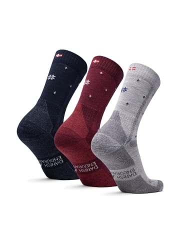 DANISH ENDURANCE Socken Classic Hiking Crew in navy/red/light grey