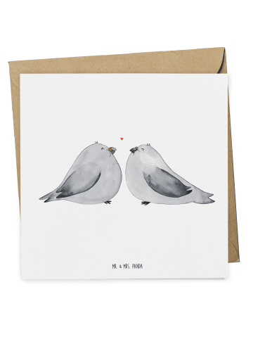Mr. & Mrs. Panda Deluxe Karte Tauben Liebe ohne Spruch in Weiß
